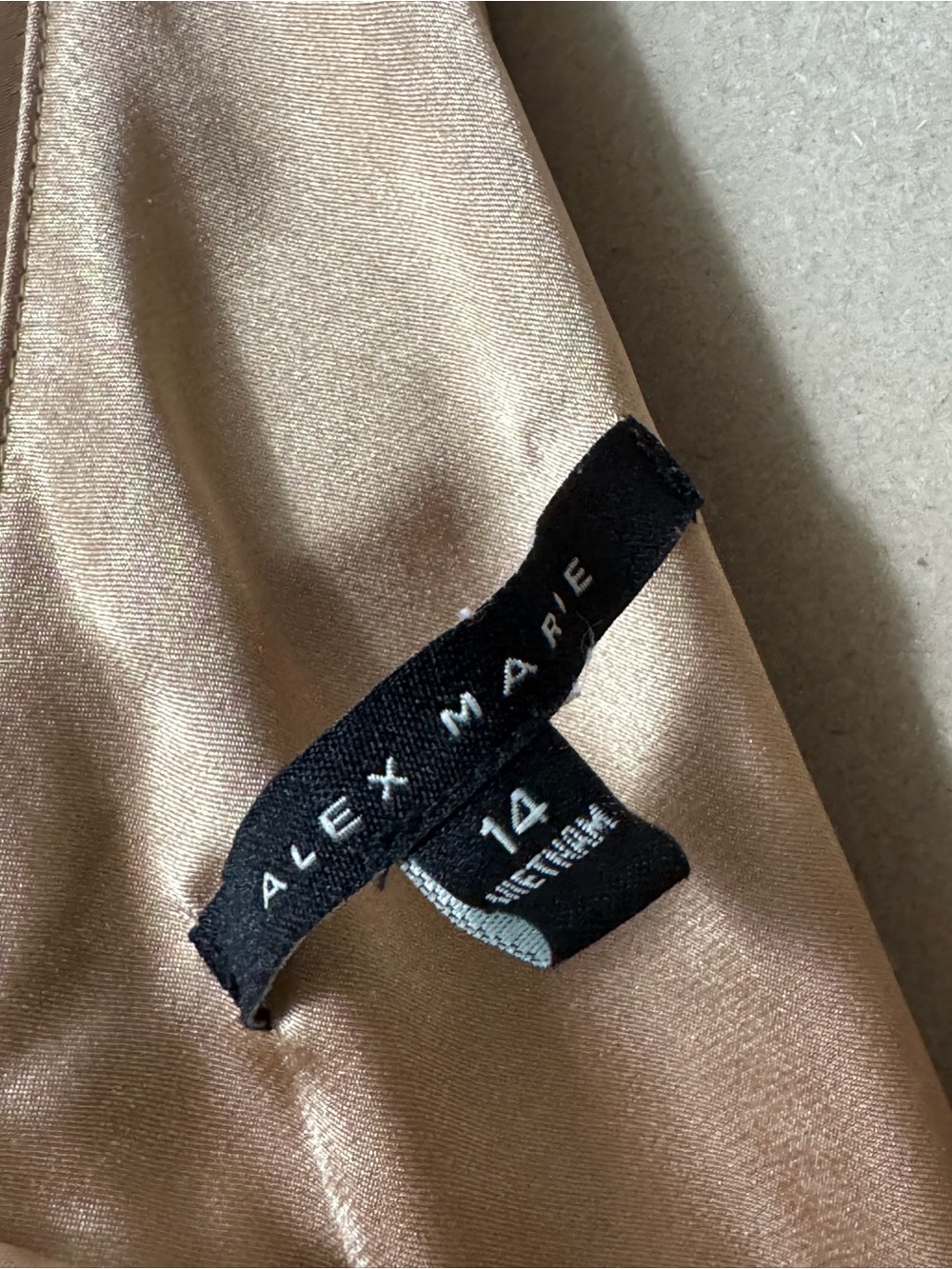Alex Marie One-Shoulder Satin Gown in Warm Gold - Picture 2 of 12